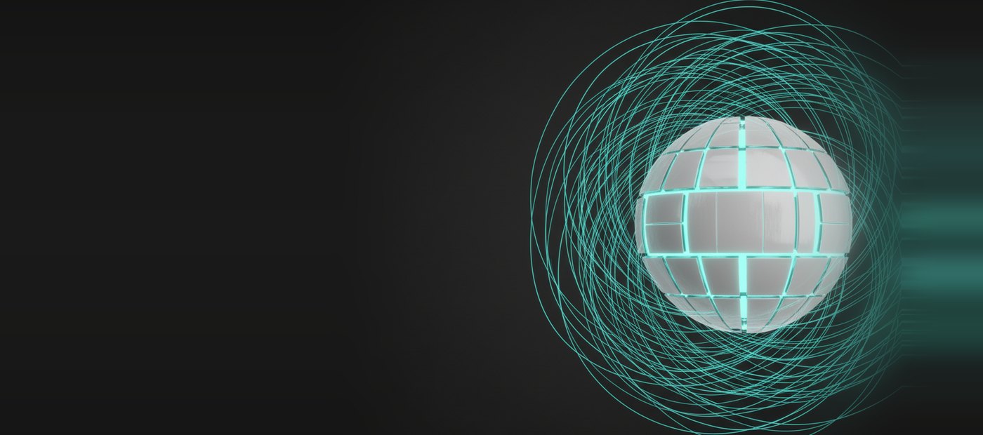 The Agent-OS platform core – a sphere wrapped in orbiting threads of light
