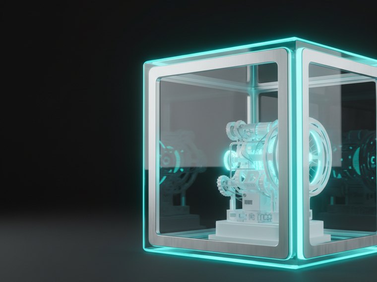An isolated sandbox: a glass chamber with a mechanism inside